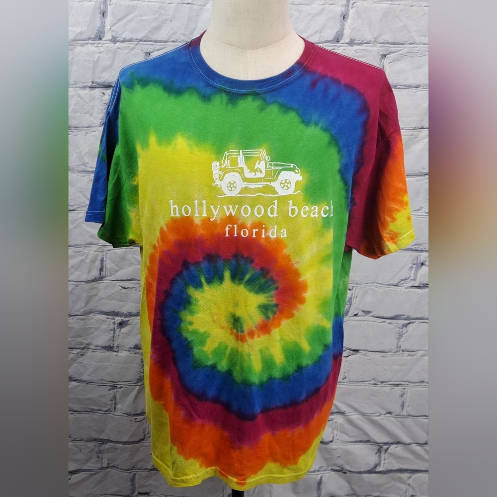 Colortone Men's T-Shirt Tee Hollywood Florida Jeep Pyschedelic Trippy XL - Picture 2 of 13